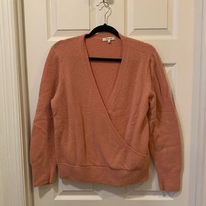 Madewell Pink Sweater Crop V Neck Large